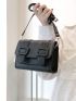 Mini Minimalist Messenger Bag Flap Black Pu