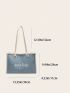 Letter Print Shoulder Tote Bag Denim Double Handle For Daily