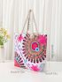 Geometric Pattern Shoulder Tote Bag Colorblock Large Capacity