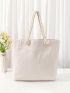 Geometric Pattern Shoulder Tote Bag Colorblock Large Capacity