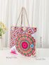 Geometric Pattern Shoulder Tote Bag Colorblock Large Capacity