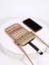 Striped Pattern Phone Wallet Colorblock Straw Bag