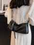 Black Hobo Bag Chain & Butterfly Decor For Daily