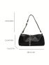 Black Hobo Bag Chain & Butterfly Decor For Daily