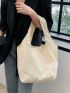 Small Shoulder Tote Bag Beige Double Handle For Daily