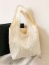 Small Shoulder Tote Bag Beige Double Handle For Daily