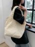 Small Shoulder Tote Bag Beige Double Handle For Daily