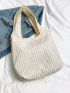 Small Shoulder Tote Bag Beige Double Handle For Daily