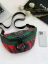 Large Fanny Pack Colorblock Tiger Pattern Adjustable Strap For Daily