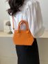 Mini Novelty Bag Crocodile Embossed Orange Double Handle