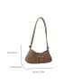 Crocodile Embossed Hobo Bag Khaki Buckle Decor