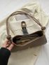 Crocodile Embossed Hobo Bag Khaki Buckle Decor