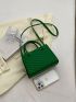Mini Square Bag Chevron Pattern Green Double Handle