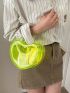 Mini Heart Design Novelty Bag Neon-Green Funky Chain Strap, Clear Bag