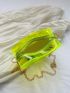 Mini Heart Design Novelty Bag Neon-Green Funky Chain Strap, Clear Bag