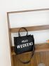 Letter Print Shoulder Tote Bag Hot Black Fashionable