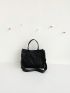 Letter Print Shoulder Tote Bag Hot Black Fashionable