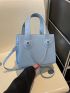 Small Square Bag Baby Blue Chain Decor Double Handle