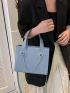 Small Square Bag Baby Blue Chain Decor Double Handle