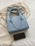 Small Square Bag Baby Blue Chain Decor Double Handle