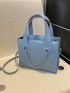 Small Square Bag Baby Blue Chain Decor Double Handle