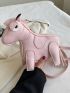 Cartoon Horse Design Novelty Bag Tassel Decor Baby Pink Fashionable