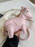 Cartoon Horse Design Novelty Bag Tassel Decor Baby Pink Fashionable