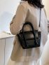 Black Square Bag Minimalist Flap For Work