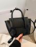 Black Square Bag Minimalist Flap For Work