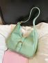 Green Hobo Bag Buckle Decor Fashionable For Daily