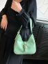 Green Hobo Bag Buckle Decor Fashionable For Daily