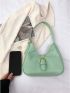 Green Hobo Bag Buckle Decor Fashionable For Daily