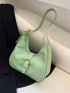 Green Hobo Bag Buckle Decor Fashionable For Daily