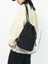 Letter Print Waist Bag Casual Black