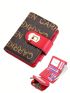 Letter Graphic Small Wallet Trifold Turn Lock PU