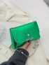 Mini Crocodile Embossed Flap Square Bag Funky Green