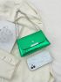 Mini Crocodile Embossed Flap Square Bag Funky Green