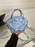 Crocodile Embossed Tie Dye Pattern Dome Bag Double Handle