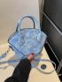 Crocodile Embossed Tie Dye Pattern Dome Bag Double Handle