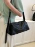 Minimalist Black Hobo Bag With Zipper Pu