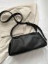 Minimalist Black Hobo Bag With Zipper Pu