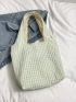 Plaid Pattern Shopper Bag Casual