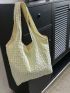 Plaid Pattern Shopper Bag Casual