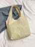 Plaid Pattern Shopper Bag Casual