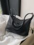 Button Detail Hobo Bag With Zipper Fashion Black