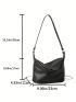 Button Detail Hobo Bag With Zipper Fashion Black