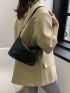 Button Detail Hobo Bag With Zipper Fashion Black