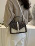 Small Flap Square Bag Colorblock Geometric Pattern Buckle Decor