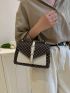 Small Flap Square Bag Colorblock Geometric Pattern Buckle Decor