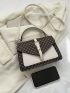 Small Flap Square Bag Colorblock Geometric Pattern Buckle Decor